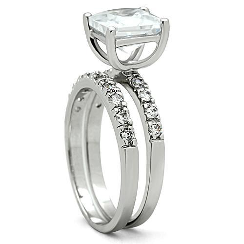 3W102 - Rhodium Brass Ring with AAA Grade CZin Clear-3