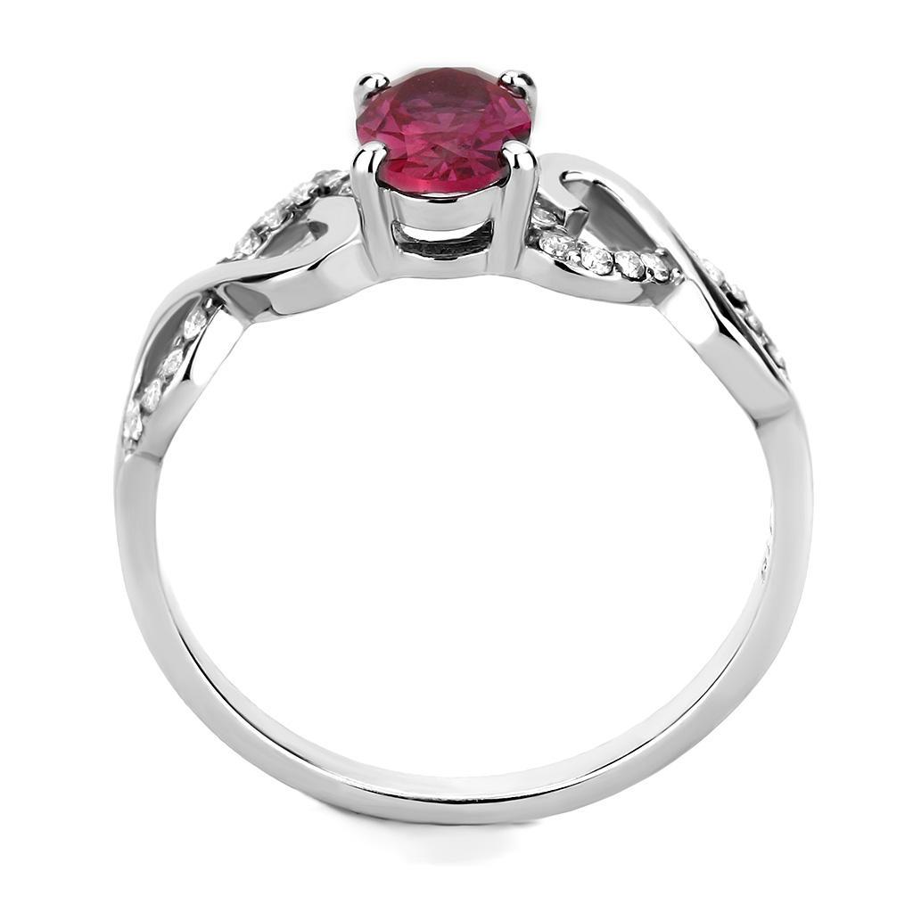 DA119 - High polished (no plating) Stainless Steel Ring with AAA Grade CZin Ruby-2