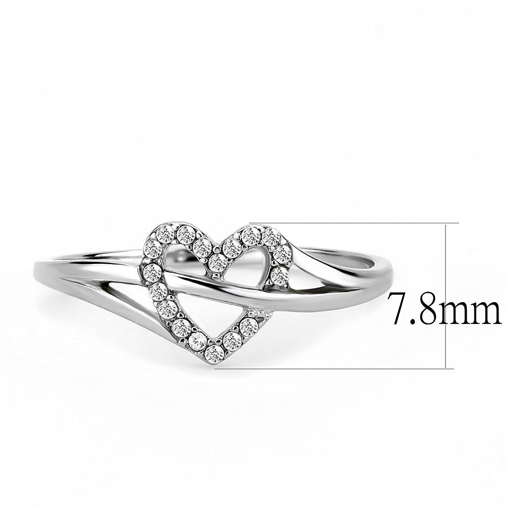 DA259 - High polished (no plating) Stainless Steel Ring with AAA Grade CZin Clear-1