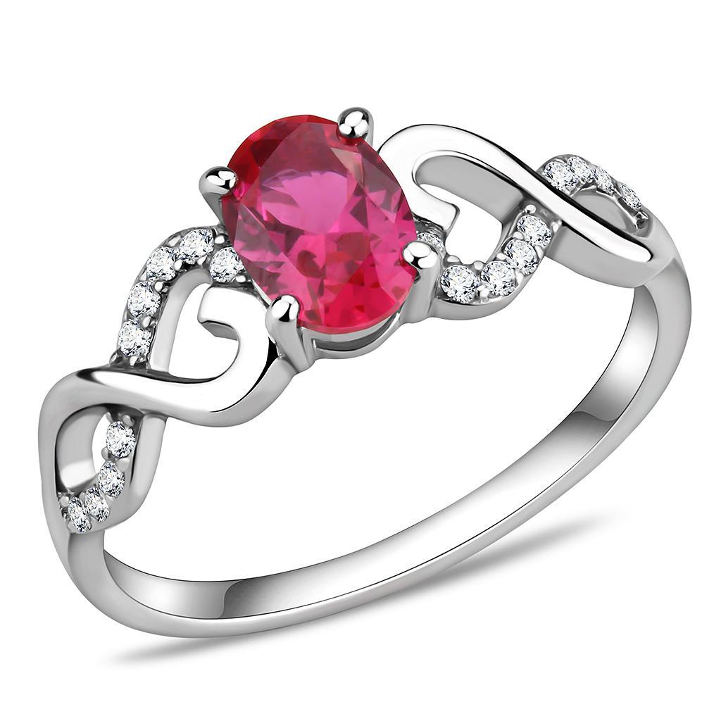 DA119 - High polished (no plating) Stainless Steel Ring with AAA Grade CZin Ruby-0