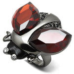 LO2601 - Ruthenium Brass Ring with AAA Grade CZin Garnet-0