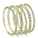 LO2617 - Gold Brass Bangle with Top Grade Crystalin Clear-0