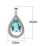 3W083 - Rhodium Brass Earrings with Synthetic Synthetic Glass in Sea Blue-1