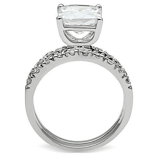3W102 - Rhodium Brass Ring with AAA Grade CZin Clear-4