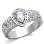 3W831 - Rhodium Brass Ring with AAA Grade CZin Clear-0