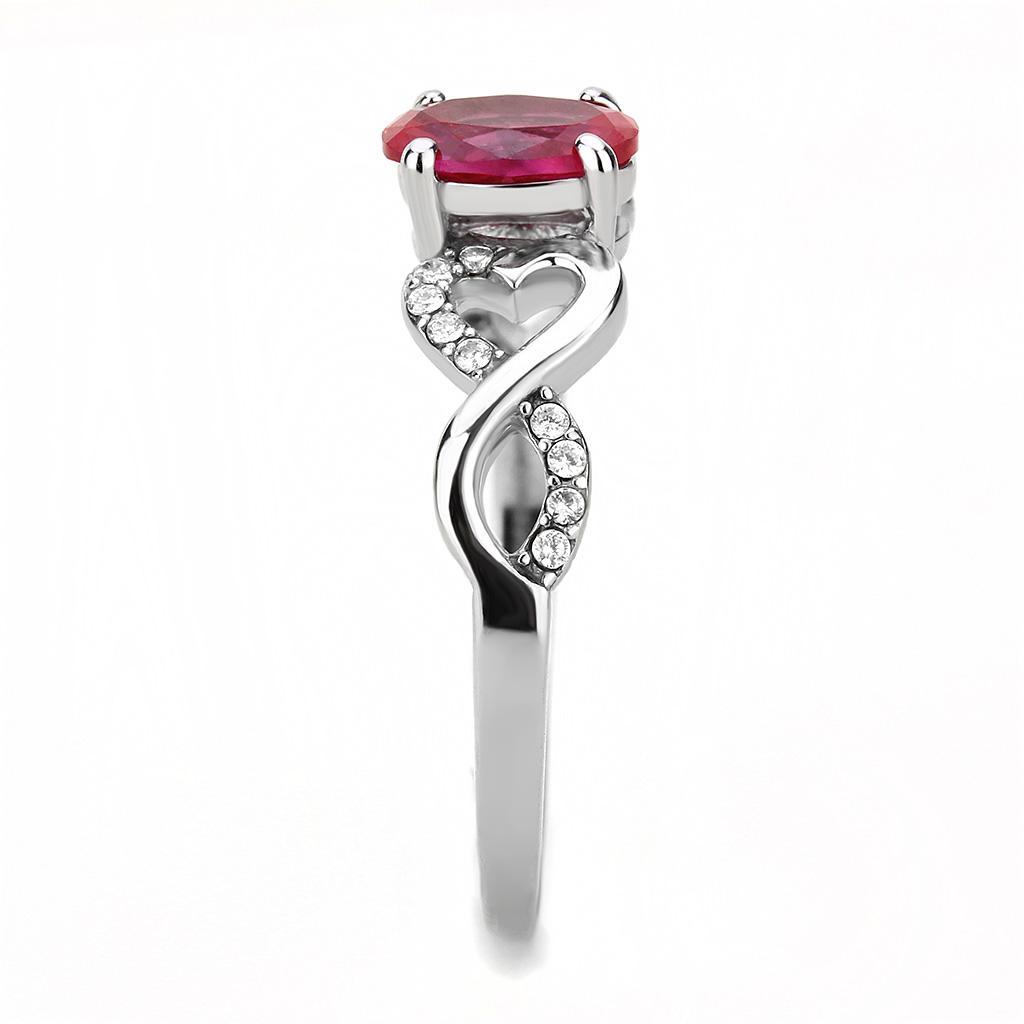 DA119 - High polished (no plating) Stainless Steel Ring with AAA Grade CZin Ruby-3