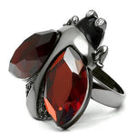 LO2601 - Ruthenium Brass Ring with AAA Grade CZin Garnet-2