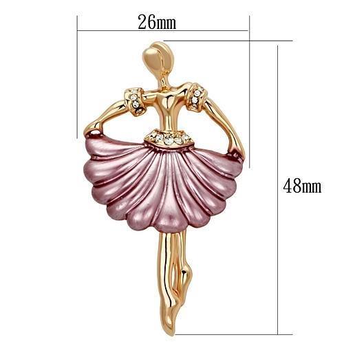 LO2780 - Flash Rose Gold White Metal Brooches with Top Grade Crystalin Clear-1