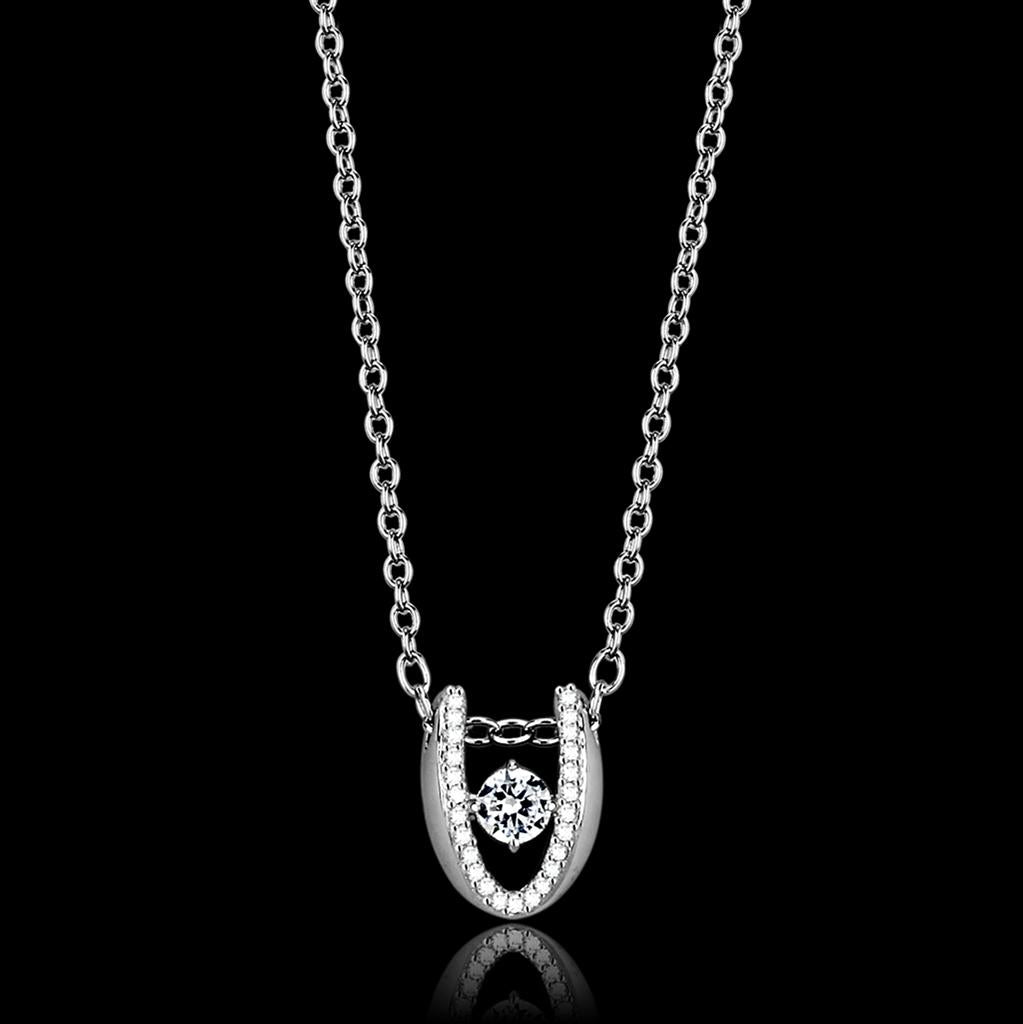 TS572 - Rhodium 925 Sterling Silver Necklace with AAA Grade CZin Clear-0